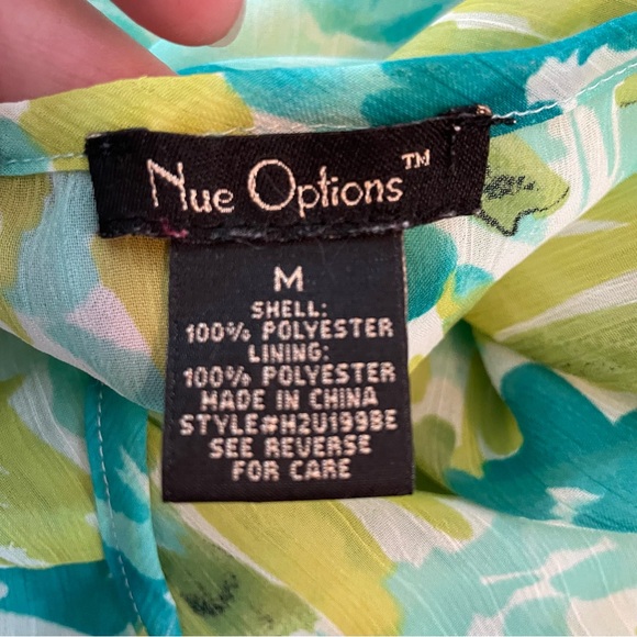 Nue Options Asymmetric Sheer Blouse M Fairy Multicolor Abstract Flowy Artsy Work - Picture 8 of 9